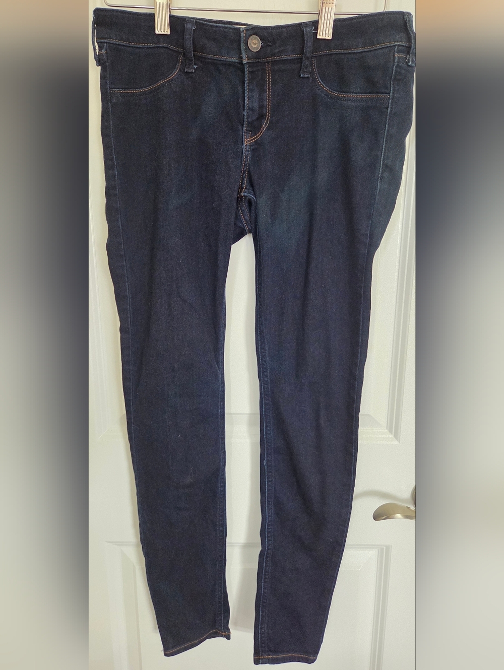 Hollister Women's Skinny Jeans - Dark Indigo Blue 7R